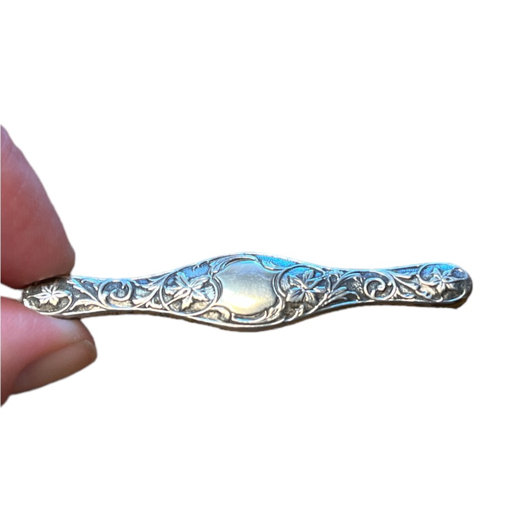 Estate C Clasp Long Floral Sterling Top Brooch